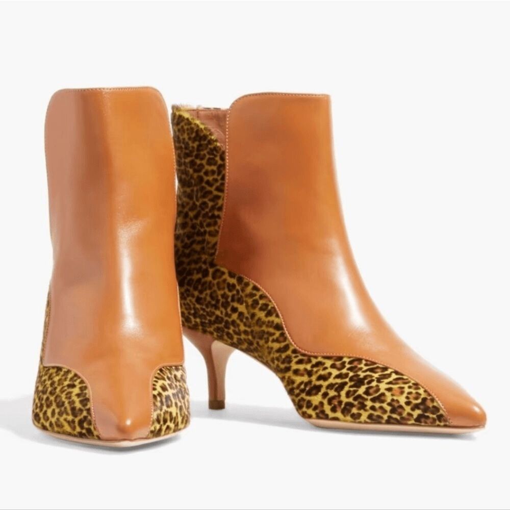 NWT Malone Souliers Jordan 45 Leopard-Print Calf Hair Leather Ankle Boots sz 39